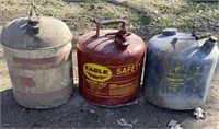 THREE METAL FUEL CANS