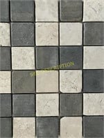 Mosaic Tile 12x12 White/Dk Gray Stone Square