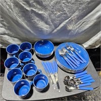 Blue enamel dishes