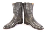 JUSTIN GREY LEATHER COWBOY BOOTS 10D