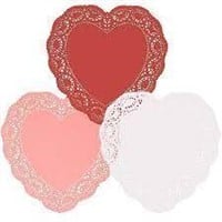 Paper Lace Doilies Heart Shaped -Red, Pink & White