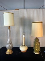 Vintage Decorator Lamps Silver, Green, Beige