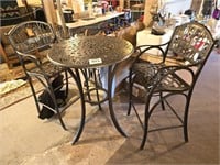 Tall metal table 42" t x 30" d w/ 2 chairs