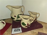 USA pottery pitcher set - tallest 8"
