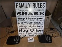 Intercoms (2) w/ Family Rules sign 14" x 17"