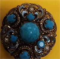 Gorgeous Antique Victorian brooch - Turquoise