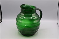 Anchor Hocking Green Whirley Tirley Pitcher