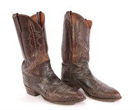 LUCCHESE 2000 LIZARD BROWN COWBOY BOOTS 10.5 EE