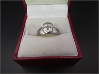 Sterling Silver Hands & Heart Ring Size 7.5