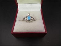 Sterling Silver Turquoise Turtle Ring Size 9