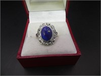 Blue Gemstone Sterling Silver Ring Size 7