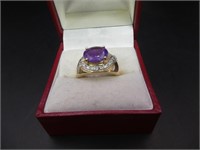Gold Plated .925 Amethyst Ring Size 8