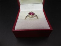 Sterling Silver Ruby Ring Size 7.5