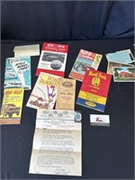 Vintage car manuals, car memorabilia, post cards