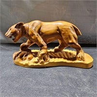 Carved wood cat