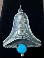 Navajo 76 LIBERTY BELL Pendant Turquoise Silver
