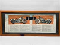 Framed 11x30” 1961 & 1974 Harley OHV Prints