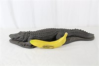 Molded Alligator Sculpture, Signed Gabriel