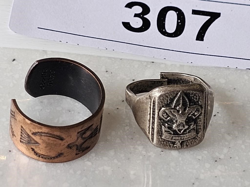 STERLING SILVER BOY SCOUTS RING & COPPER RING