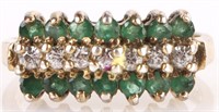 EMERALD GOLD-TONED STERLING SILVER LADIES RING