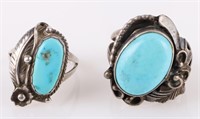 SOUTHWEST NAVAJO STERLING TUQUOISE LADIES RINGS