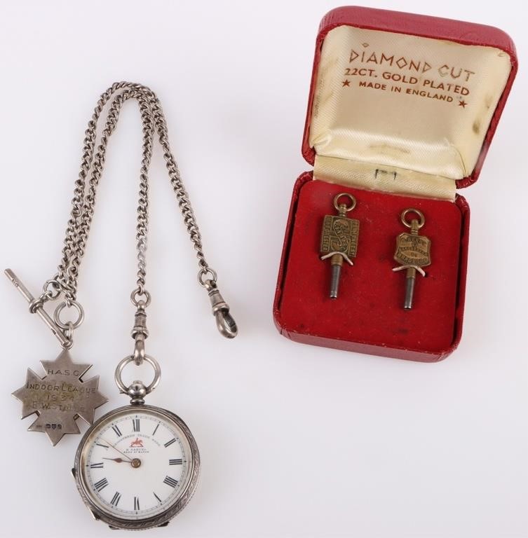 ANTIQUE 1934 H. SAMUEL POCKET WATCH W/ 2 KEYS