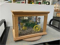 Mirrored display box w/JD tractor, driver & farmer