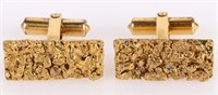 10K YELLOW GOLD MEN'S "NUGGET" CUFFLINKS