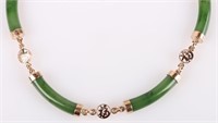 GREEN JADE 14K YELLOW GOLD 18"  NECKLACE