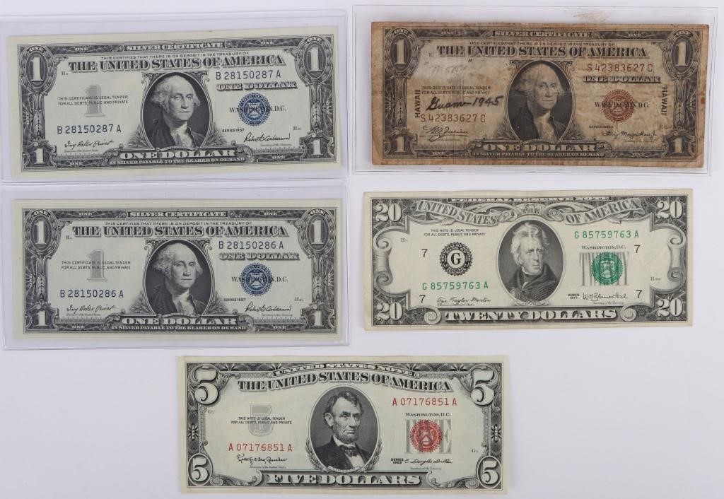 RARE U.S.BANKNOTES FROM SERIES 1935-1977 - (5)