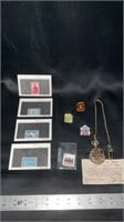 Collectibles, stamps, baseball pens pocket watch