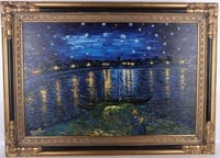 VINCENT VAN GOGH OIL PAINTING THE RHONE (AFTER)