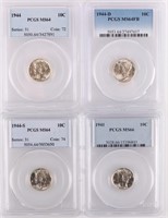 90% SILVER MERCURY DIMES PCGS GRADED - LOT OF 4