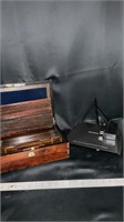 Vintage wooden chest, no key, Netgear nighthawk