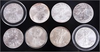 .999 FINE SILVER 1 OZ EAGLES ROUNDS - LOT OF 8