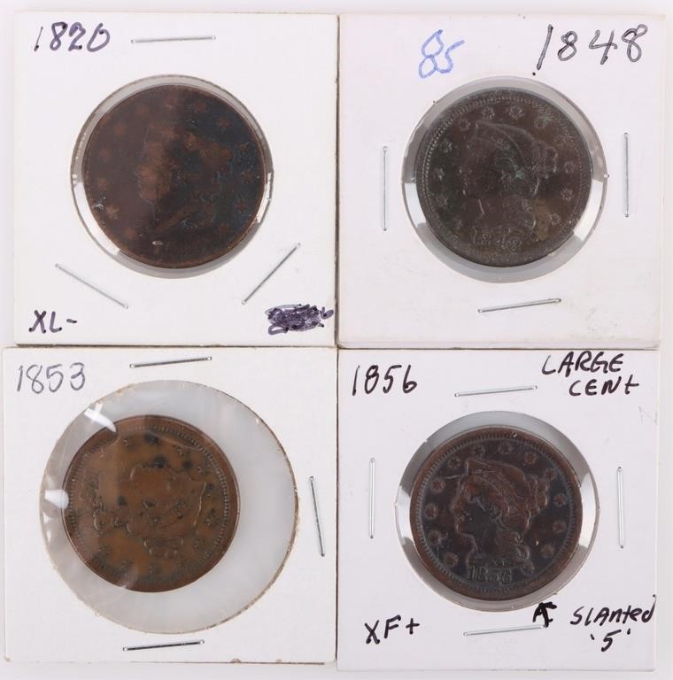 19TH C. LARGE CENTS US COINS (4)