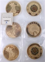 AMERICAN MINT GOLD LAYERED JUMBO PROOF COINS - (6)
