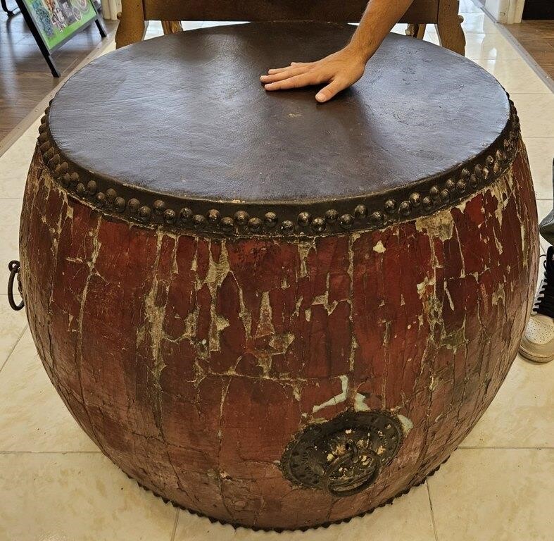 36" ANTIQUE CEREMONIAL CHINESE THUNDER DRUM