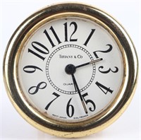 TIFFANY & CO. BRASS ROUND FRANCE DESK CLOCK