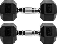 Signature Fitness Rubber Hex Dumbbell  15LB Pair