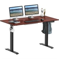 SHW 55-Inch Electric Adjustable Desk  Black/Cherry