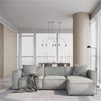 Acanva Luxury Sofa Set  Ottoman  Chenille Grey