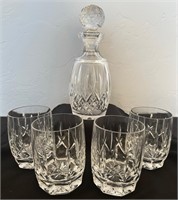 Lismore Waterford Crystal Decanter + 4 Glasses