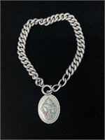 Sterling Silver (800) Floral Bracelet with gem