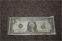 1977 One Dollar Bill, Unique Serial Number, 7 7's