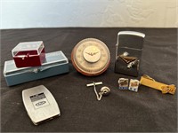 Vintage ErieThermometer, Zippo Lighter, Tie Clip++