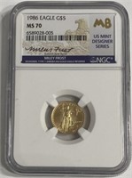 1986 Gold $5 Eagle MS70 NGC