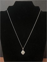 925 Silver Diamond Necklace Marked RL