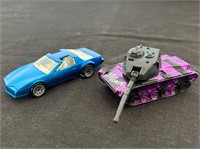 Hot Wheels Mattel Purple Tank + Blue Firebird