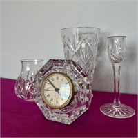 Waterford Crystal Vase, Clock, & Candle Holders